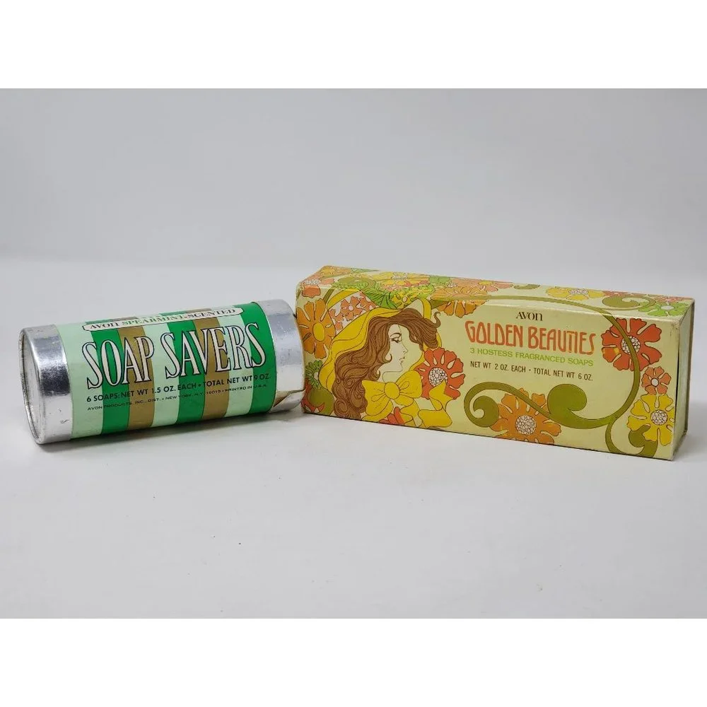Vintage Avon Soap Savers Spearmint Scented And Golden Beauties 3 Hostess Bars